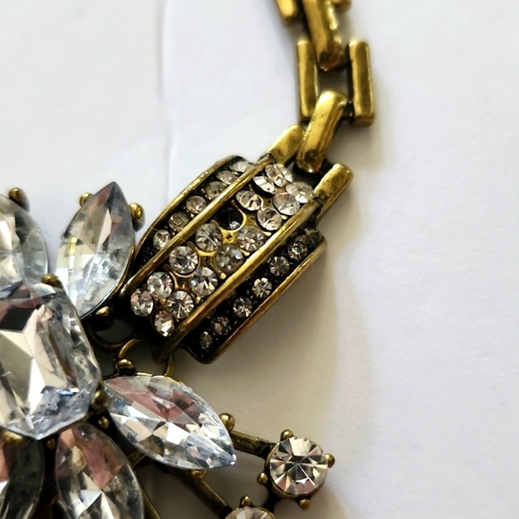 Statement Vintage Inspired Necklace Gold Large Crystal Sparkle Pendant EUC - Picture 6 of 7